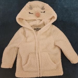 OSH KOSH FLEECE WHITE HOODED ZIP UP